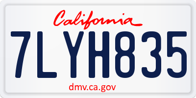 CA license plate 7LYH835