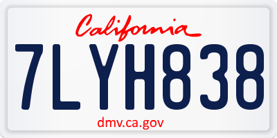 CA license plate 7LYH838