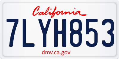 CA license plate 7LYH853