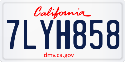 CA license plate 7LYH858