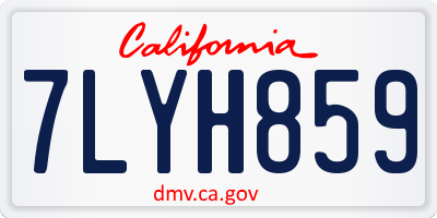 CA license plate 7LYH859