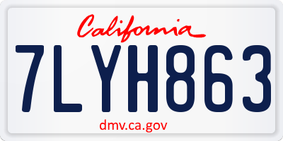 CA license plate 7LYH863