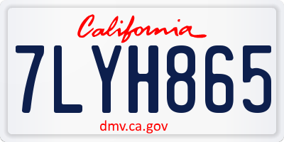 CA license plate 7LYH865
