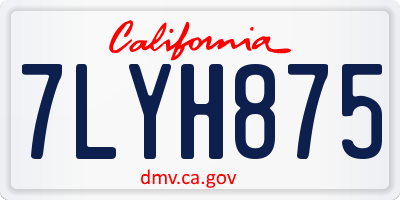 CA license plate 7LYH875