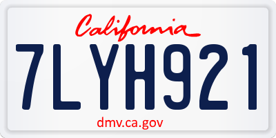 CA license plate 7LYH921