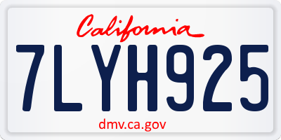 CA license plate 7LYH925