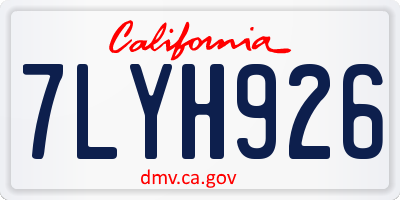 CA license plate 7LYH926