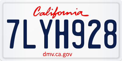 CA license plate 7LYH928