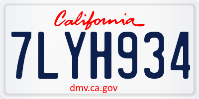 CA license plate 7LYH934