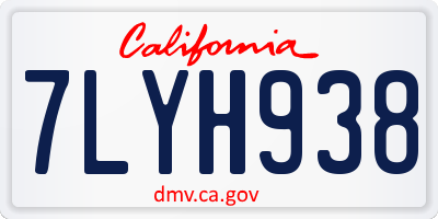 CA license plate 7LYH938