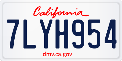 CA license plate 7LYH954