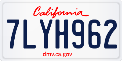 CA license plate 7LYH962