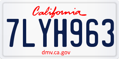 CA license plate 7LYH963