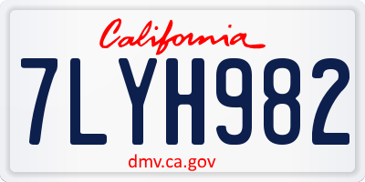 CA license plate 7LYH982
