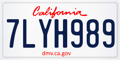 CA license plate 7LYH989