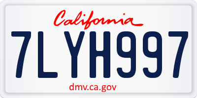 CA license plate 7LYH997