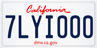 CA license plate 7LYI000