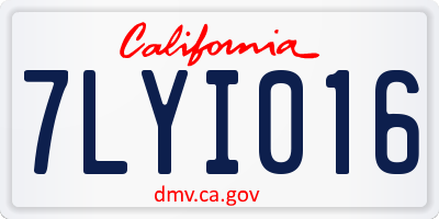CA license plate 7LYI016