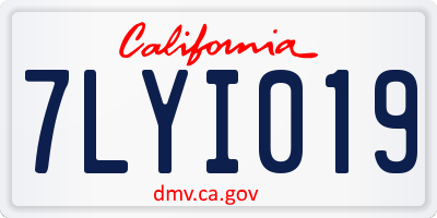 CA license plate 7LYI019