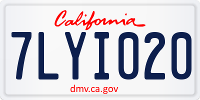 CA license plate 7LYI020