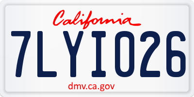 CA license plate 7LYI026