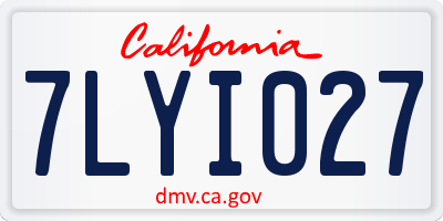 CA license plate 7LYI027