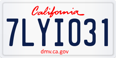 CA license plate 7LYI031
