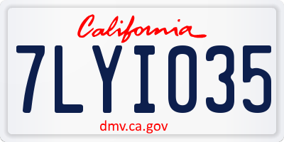 CA license plate 7LYI035