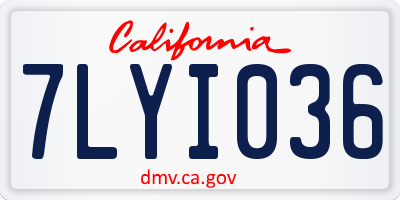 CA license plate 7LYI036