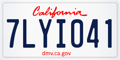 CA license plate 7LYI041
