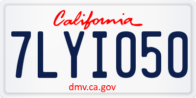 CA license plate 7LYI050