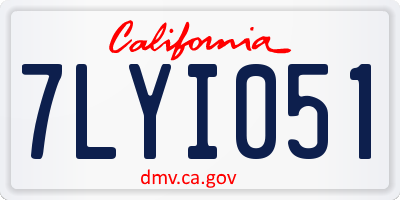 CA license plate 7LYI051