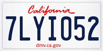 CA license plate 7LYI052