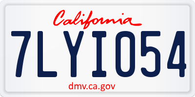 CA license plate 7LYI054