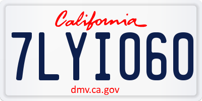 CA license plate 7LYI060