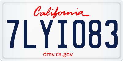 CA license plate 7LYI083