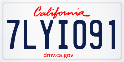 CA license plate 7LYI091