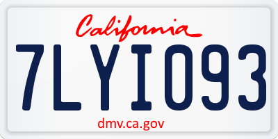 CA license plate 7LYI093