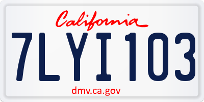 CA license plate 7LYI103