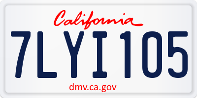 CA license plate 7LYI105