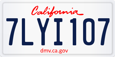 CA license plate 7LYI107
