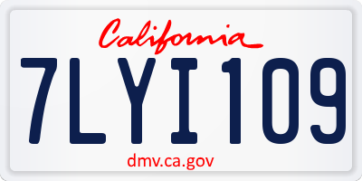 CA license plate 7LYI109