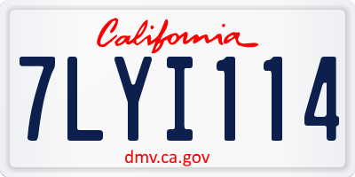 CA license plate 7LYI114