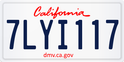 CA license plate 7LYI117