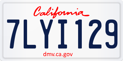 CA license plate 7LYI129