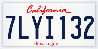 CA license plate 7LYI132