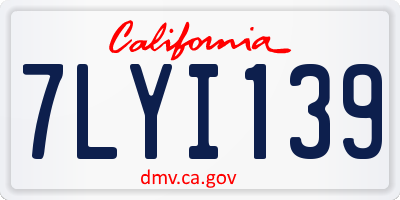 CA license plate 7LYI139