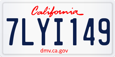 CA license plate 7LYI149