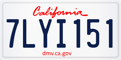CA license plate 7LYI151