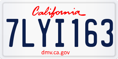 CA license plate 7LYI163